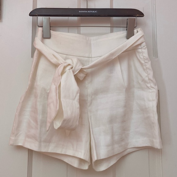 Express Pants - Express White Linen Blend High Rise Shorts